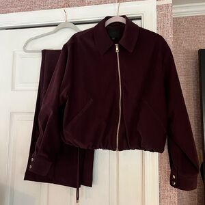 Zara burgundy pants and jacket set. Size medium